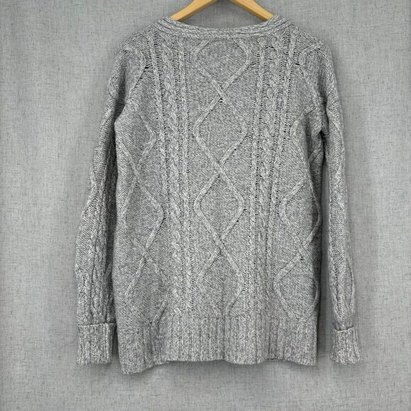 Brown Allan Knit Sweater Grey Wool Cashmere Blend Oversized Cabincore Cozy XS - Picture 10 of 10
